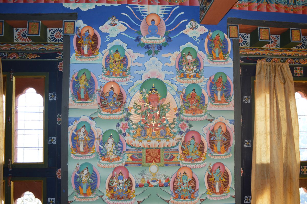 The Wall Painting Of Sangay Tsepamay With Union In The Center And Other