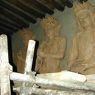 Clay statues of the Buddha under construction on the first floor of the temple.