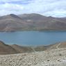 A view of Yamdrok Lake from the top of a pass.