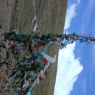 The cairn and prayer flag pole erected at the pass.