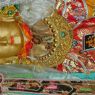 Close up of the statue of Shakyamuni Buddha.