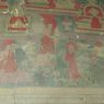 A close up of various figures in the mural on the walls of the inner circumambulation corridor.