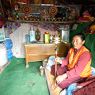 A nun retreatant in her cave, Mkhar rdo hermitage