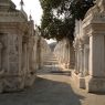 A view along the rows of kyauksa gu at Kuthodaw Pagoda.