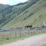 Tibetan houses and a stupa.