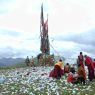 People gathered on top of one of the hills above Larung Gar for the offering ceremony.