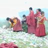 Monks burning juniper branches as offerings to local deities.