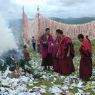 Monks burning juniper branches as offerings to local deities.