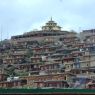 A view of monastic residences below the Gyutrul Temple [sgyu 'phrul lha khang].