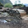 A stack of lumber in the village of sPyi pa, in Kong po