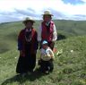 Tibetan nomad family on hill near Lhagang town.&nbsp;