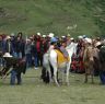 Tibetans engaging in horse-related game during Lhagang festival.&nbsp;