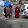 Monk examining new construction at Dora Garmo.&nbsp;