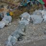 Piles of finished prayer stones.