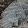 Piles of finished prayer stones.