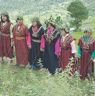 Beautiful womens dressed in Chha costume chanting after Bropon