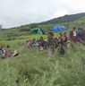 People gathered for events witnessing Chha pitching umbrellas as shelter of sun