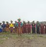 Bro performers performing dance facing towards Guru statue during Chha festival