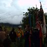 Nubchham dancers stands and takes rest when people make offering