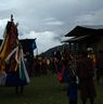 Nubchham dancers facing towards right side of temple