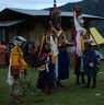 Nubchham dancers waiting for people to come for receiving blessing