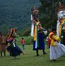 All dancers in serious action heading toward temple