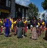 Students presenting a cultural dance at Khar Tsechu