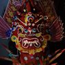 Red face creature ritual cake at Khar Tsechu