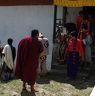 Performers of Tsechu moving for Threl ceremony