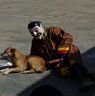 Atsara and a dog at Nangkor Tsechu