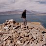 A member of the survey team on the Island’s summit.