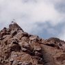 Structures perched on the summit.