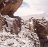 The buttressed pathway to the summit complex.