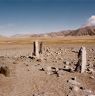 The main row of pillars (center) and two other pillars (foreground). The large Dzatsok (<i>rdza tshogs</i>) Basin is in the background.