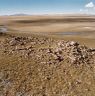 One of the larger terraced funerary structures. Note the depression in the middle of the structure.