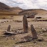 The site’s pillars. Note the traces of the walls that once enclosed the pillars, as well as the collapsed pillar.