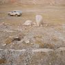 The tallest standing stone at the site. Note the slab wall in the foreground.