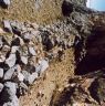 The roots of a massive wall bounding the escarpment.