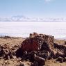 The island’s central shrine. The sacred mountain Nyenchen Tanglha (<i>gnyan chen thang lha</i>, highest in the range) is visible on the far side of Namtso (<i>gnam mtsho</i>).