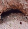 The remains of the wall barricading the northwest mouth of the cave.