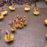 Laymen dancers of the Eight categories "Degye dance" (sDe brgyad), Paro Tshechu (tshes bcu), 1st day, in the dzong.