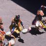 Laymen Dancers, "Dance of the Drummers from Dramitse" (dGra med rtse rnga 'cham), Paro Tshechu (tshes bcu), 1st day, in the dzong.