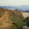 Boy herding goats above the school