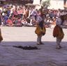 Dance of the Lords of Cremation grounds (dur bdag) with linga, dance arena, Paro Tshechu (tshes bcu), 3rd day