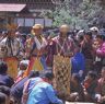 Dance of the Heroes with ornaments (rGyan drug dpa' bo), laymen, dance arena, Paro Tshechu (tshes bcu), 3rd day