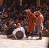 the servants couple and the atsara, Dance of the Noblemen and the ladies (Pho legs mo legs), Paro Tshechu (tshes bcu), dance arena, Paro Tshechu (tshes bcu), 3rd day