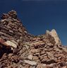 Stone and adobe-block walls of the castle