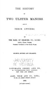 The history of two Ulster manors and of their owners