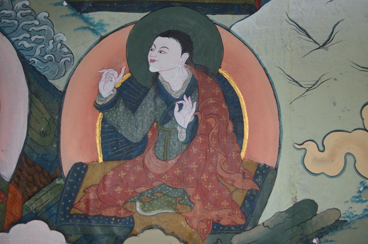 Wall painting of Drenpa Namkha in the Guru lhakhang at Pangbisa ...