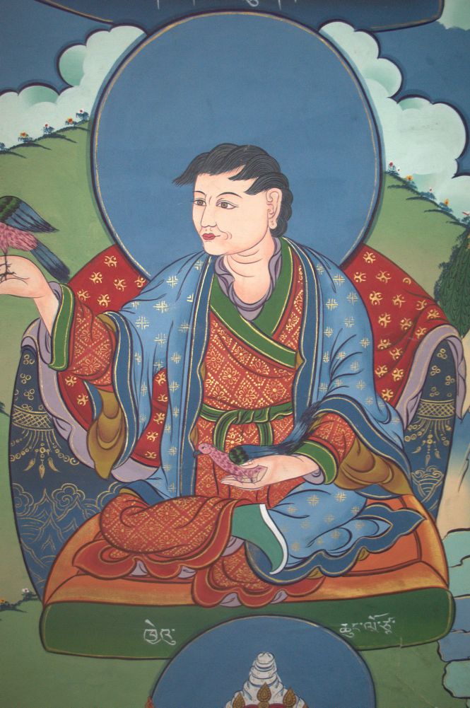 Mural wall painting of Khye Chung Lotsawa in the new Shokhang lhakhang ...